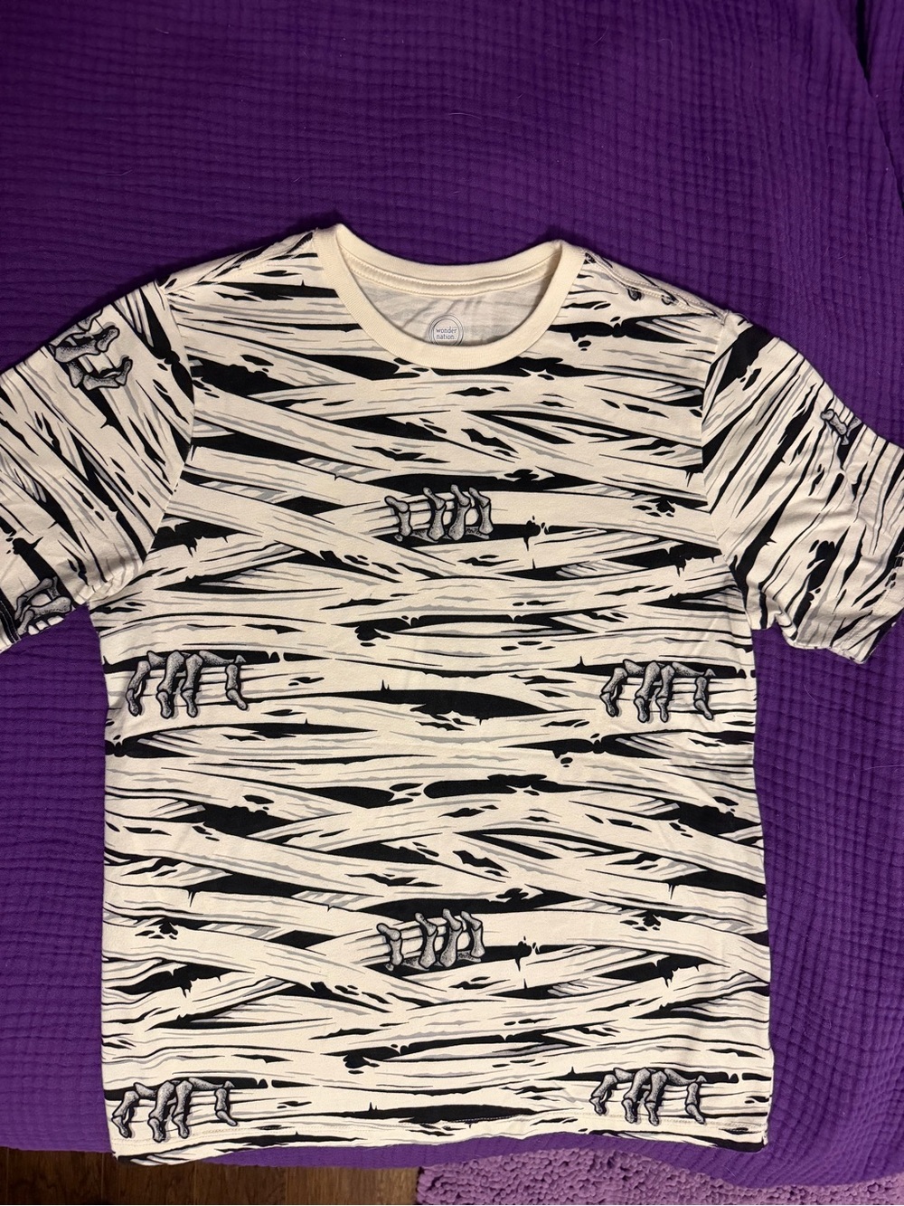 White & Black Skeleton Wrap Graphic Tee